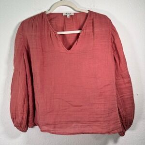 Madewell Shirred-Neck Balloon-Sleeve Top | Women Large